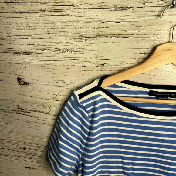 Tommy Hilfiger blue white striped tee  shirt size xl - Picture 3 of 8